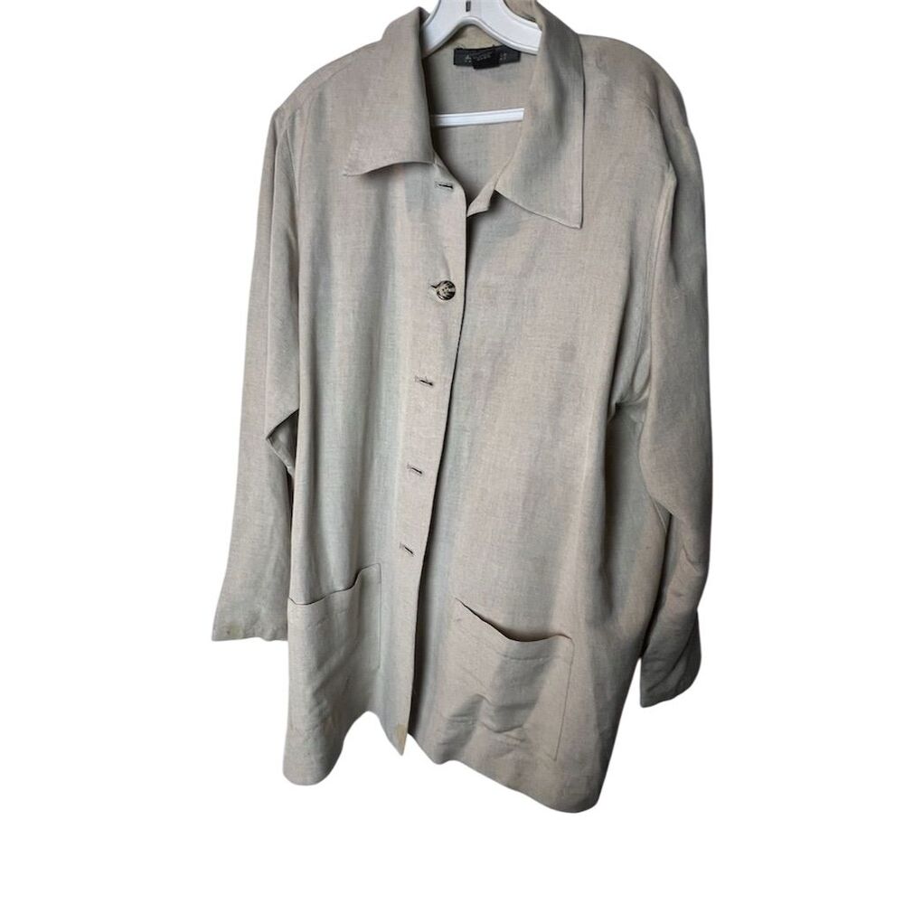 Design & Co by Lane Bryant Women's Beige Linen Blazer Jacket Size 18 Button-Up